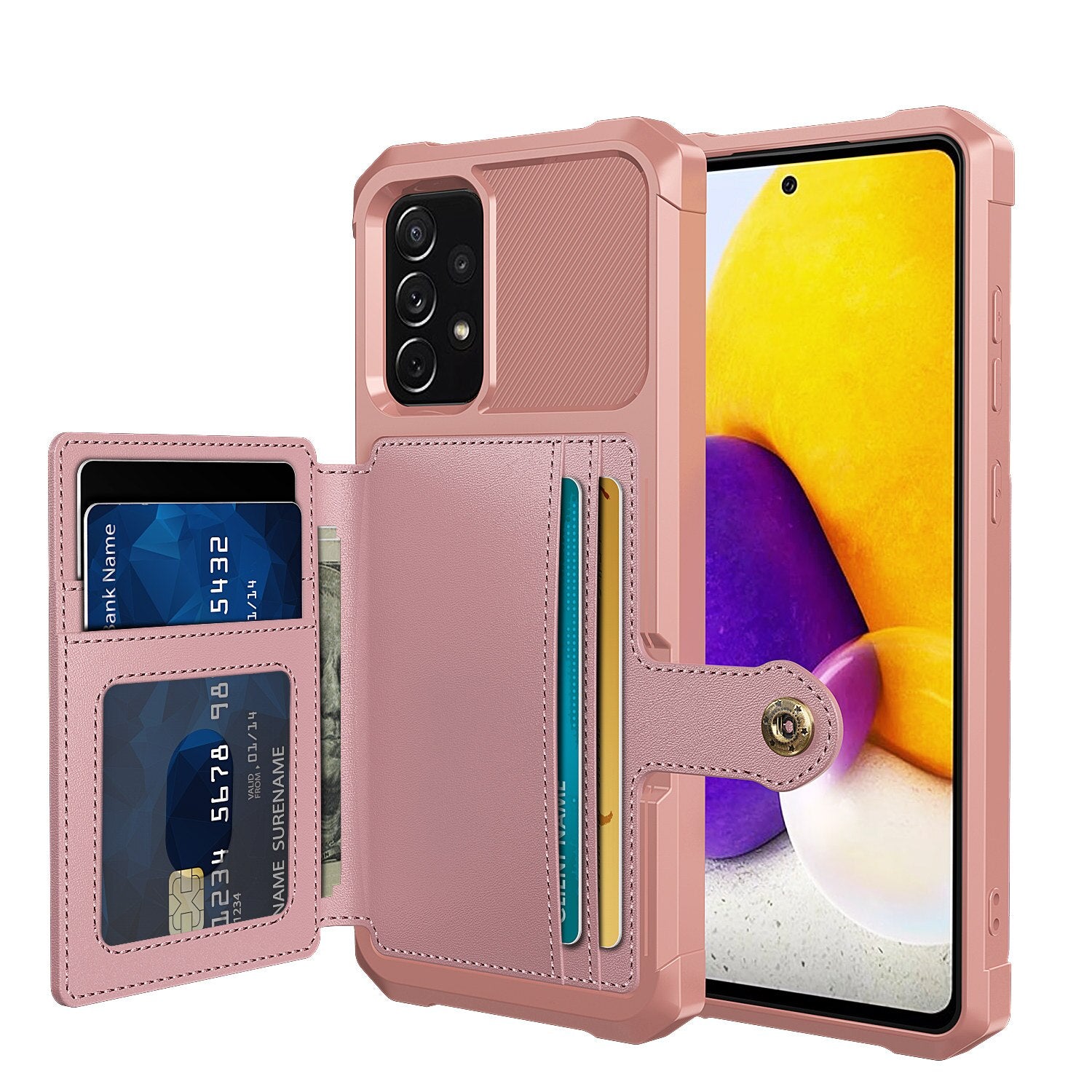 Samsung Galaxy A52/A72 Wallet Case, Luxury PU Leather Wallet Flip Cover Buckle - 380230 for Galaxy A52 / Rose / United States Find Epic Store