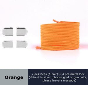 Metal lock Shoe Lace Elastic Flat Multi color options Easy to remove No tie shoelace Child adult Universal Lazy Shoelaces - 3221015 Orange / United States / 100cm Find Epic Store