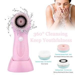 3 in 1 Face Cleansing Brush Silicone Facial Brush Deep Cleaning Pore Cleaner Face Massage Skin Care Waterproof Facial Brush 2021 - 200001202 Find Epic Store