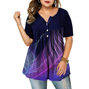 6XL Plus Size Pritn Short Sleeve Casual Loose T-shirt - 200000791 purple / L / United States Find Epic Store