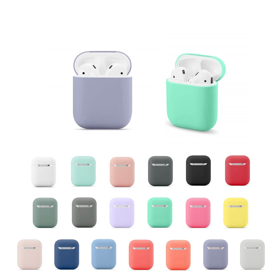 Silicone cute for Airpods 2/1 Case lovely Accessories earphone cover for Airpods 2 Cases soft shell Solid color - 200001619 Find Epic Store