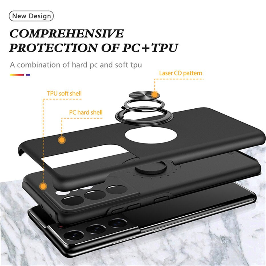 Shockproof Back Cover Phone Case For Samsung Galaxy S21 S20 Plus Note 20 Ultra 360 Rotating Ring - 380230 Find Epic Store