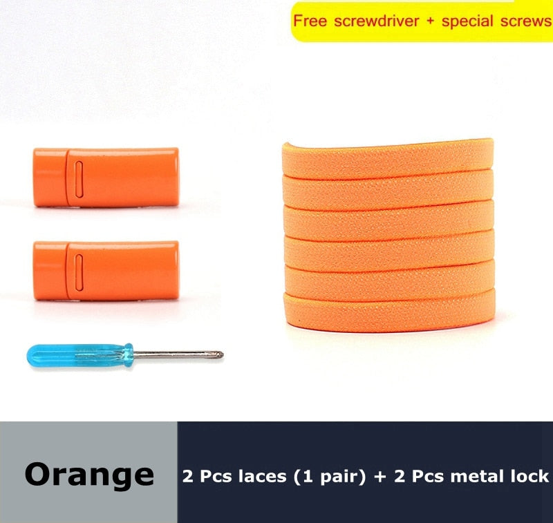 Highly Elastic Shoe Laces Flat Lock Color Shoe Accessories No Tie Shoelaces Magnetic Metal Suitable for All Shoes Lazy Shoelace - 3221015 Orange / United States / 100cm Find Epic Store