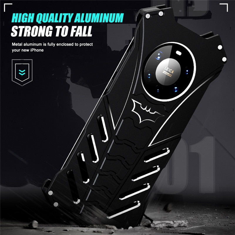 Super Hero Cool Design Shockproof Armor Aluminum Alloy Metal for Huawei Mate 40 Pro+ Bat Logo Men Back Cover Protector Case - 380230 Find Epic Store