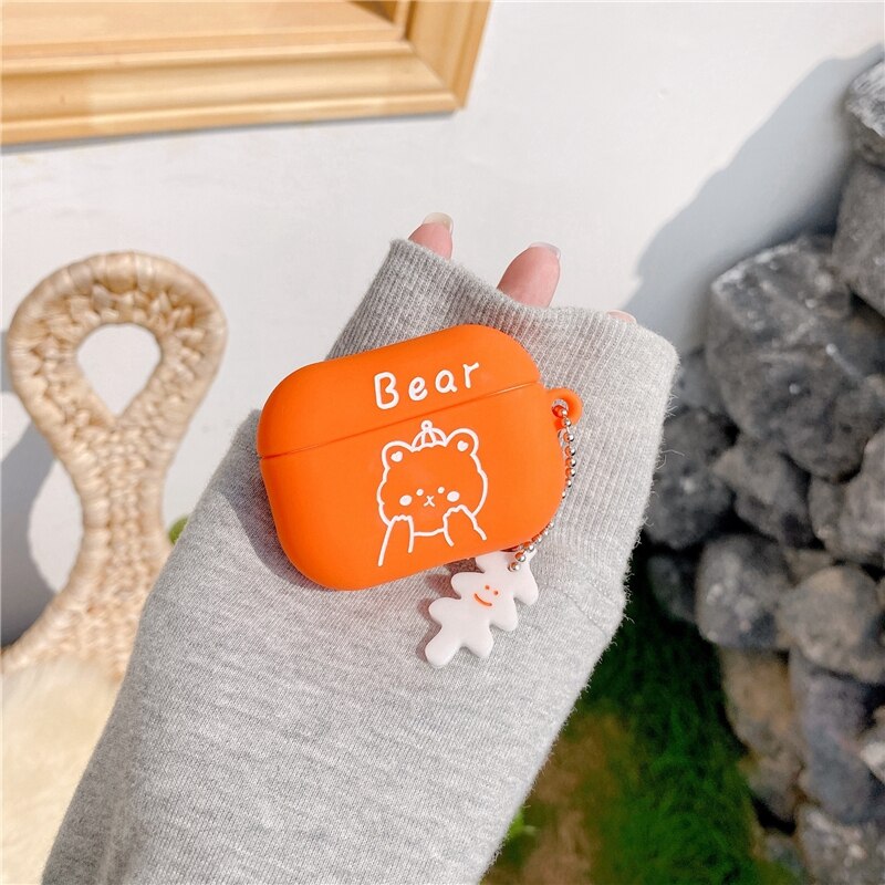 For airpods Pro Case protector fruit earphone Cover shell liquid silicone Cases Anime Accessories for apple funny airpod Case - 200001619 United States / Orange bear Find Epic Store