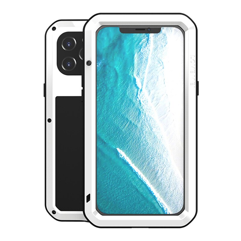 LOVE MEI Compatible for iPhone 12 Pro Max Case, Aluminum Metal Gorilla Glass Shockproof Military Heavy Duty Sturdy Cover - 380230 for iPhone 12 ProMax / White / United States|NO Retail packaging Find Epic Store