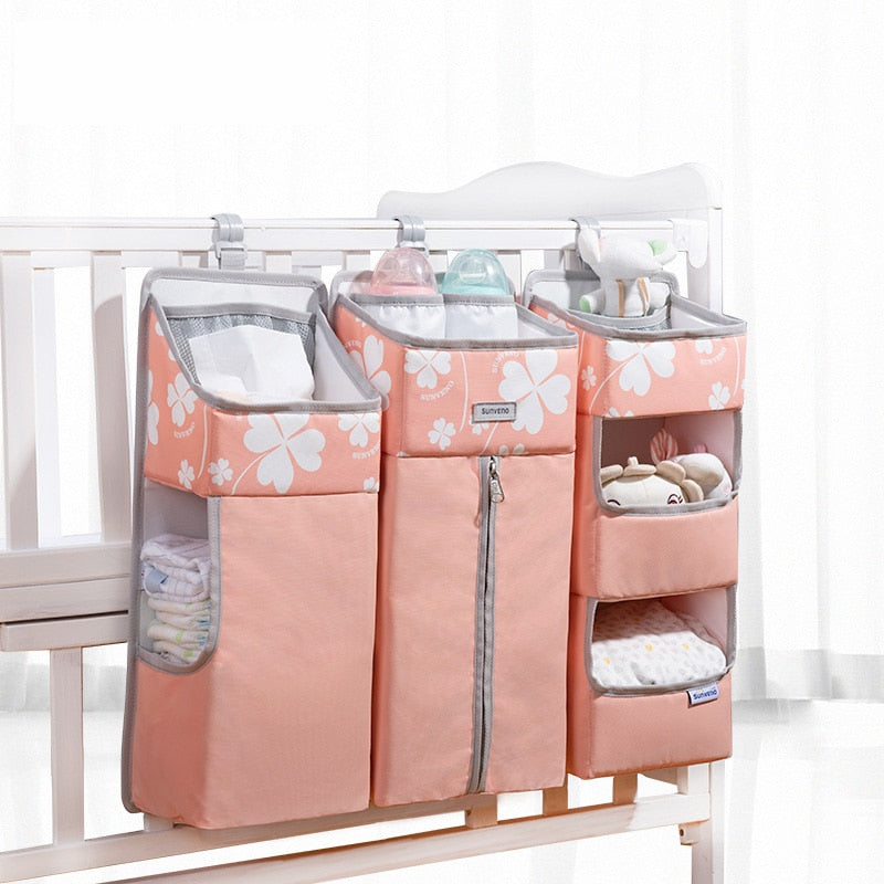 Crib Organizer for Baby Crib Hanging Storage Bag Baby Clothing Caddy Organizer for Essentials Bedding Diaper Nappy Bag - 200002032 Clover pink L / United States Find Epic Store