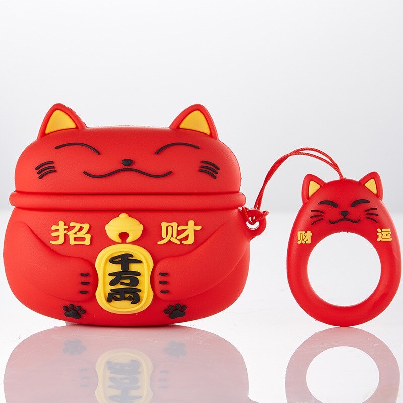 For Airpods Pro Case Cute Anime Cartoon Lucky Cat for Airpods 2 Cover Soft Rechargeable Headphone Cases Protector Silicone - 200001619 United States / red pro Find Epic Store