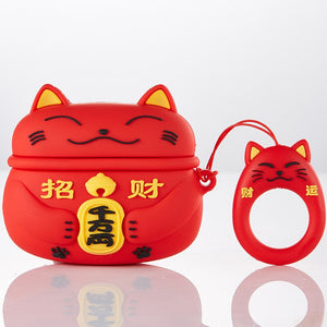 For Airpods Pro Case Cute Anime Cartoon Lucky Cat for Airpods 2 Cover Soft Rechargeable Headphone Cases Protector Silicone - 200001619 United States / red pro Find Epic Store