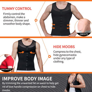 Mens Chest Compression Shirt Gynecomastia Vest Slimming Shirt Body Shaper Tank Top Front Zipper Corset For Man Shapewear - 0 Find Epic Store