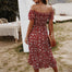 Flower Print Off The Shoulder Flowy Midi Dress - 200000347 Find Epic Store