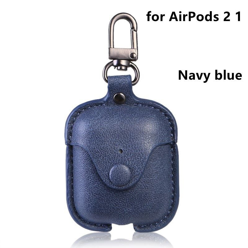 For AirPods Pro 2 1 luxury Bluetooth leather Accessories Bluetooth headset protector Cover business leather Case for AirPods 2 1 - 200001619 United States / Navy blue 2 1 Find Epic Store