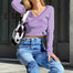 Long Sleeve V-Neck Crop Top - 200000791 Find Epic Store