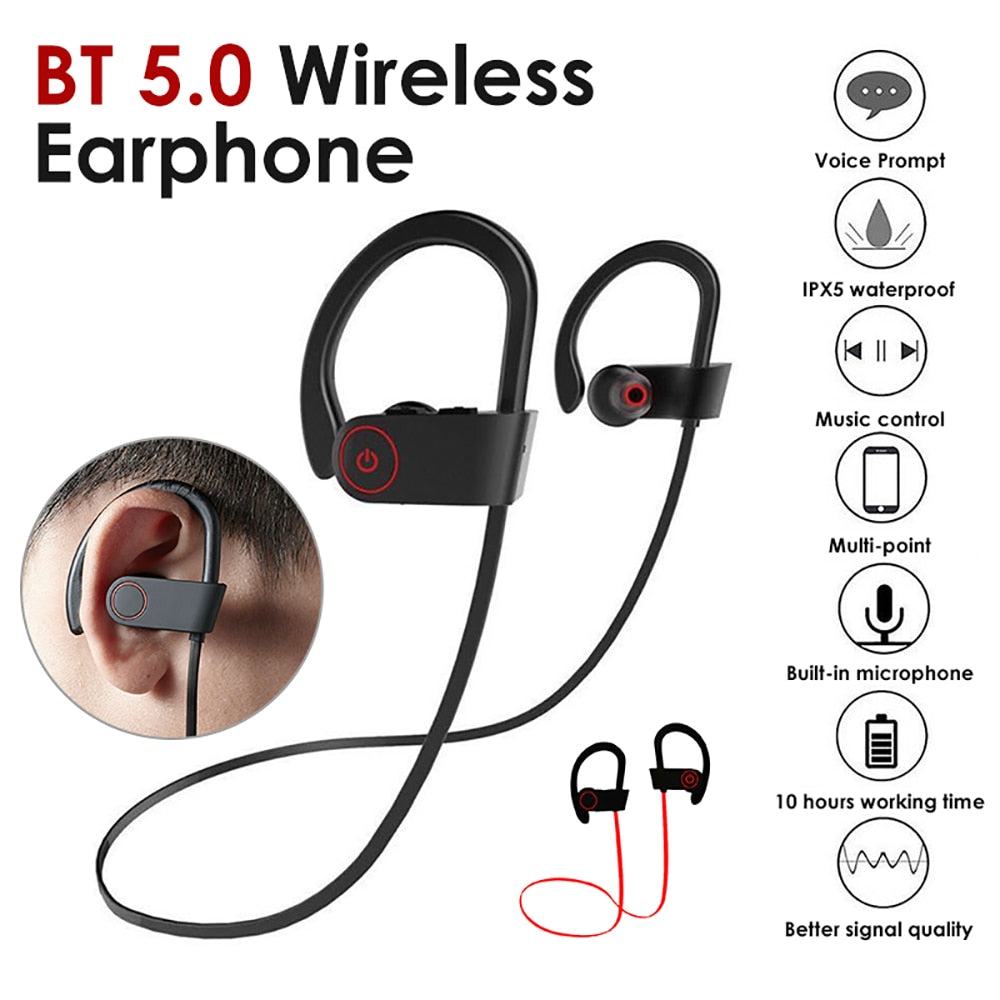 BT 5.0 Wireless Bluetooth Sports Earphones In-Ear Ergonomic Design Earphone Noise Reduction HD Voice Sound Earphone For iPhone - 63705 Find Epic Store