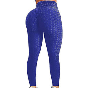 Women Ruched Butt Lift Leggings High Waist Yoga Pants Textured Scrunch Booty Workout Tights Running Fitness Leggings - 200000614 Blue / S / United States Find Epic Store