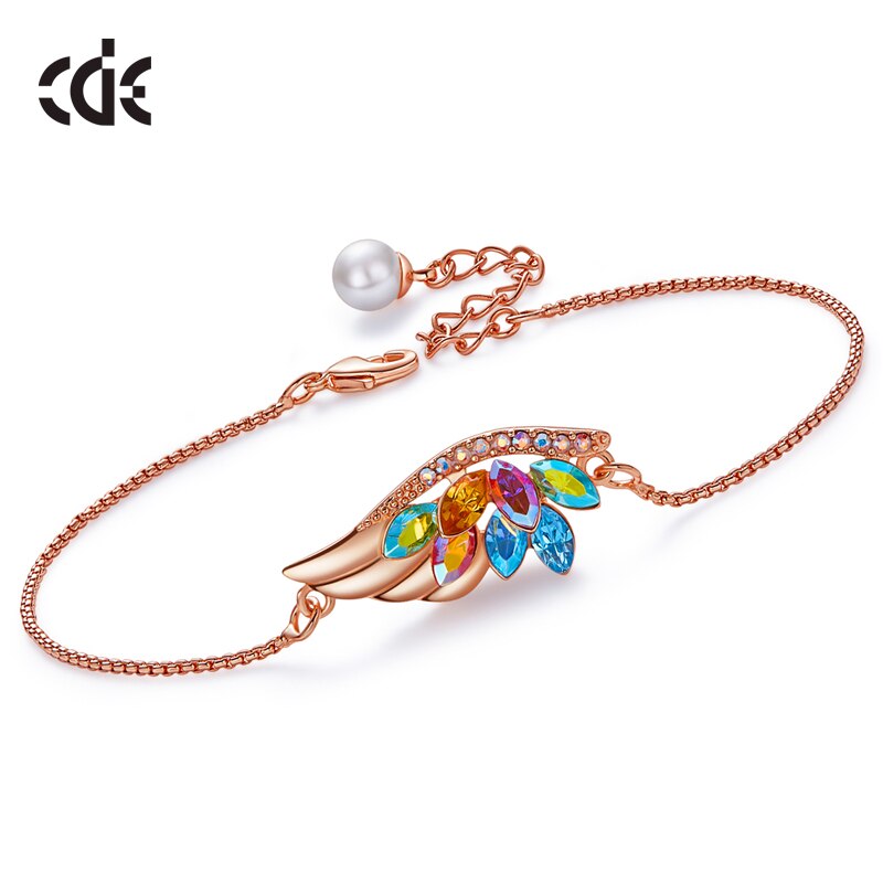 Women Bracelets Embellished with Crystals from Swarovski Luxury Rose Gold Color Chain Link Bracelet Phoenix Wing Charms Gift - 200000147 Rose Gold / United States Find Epic Store