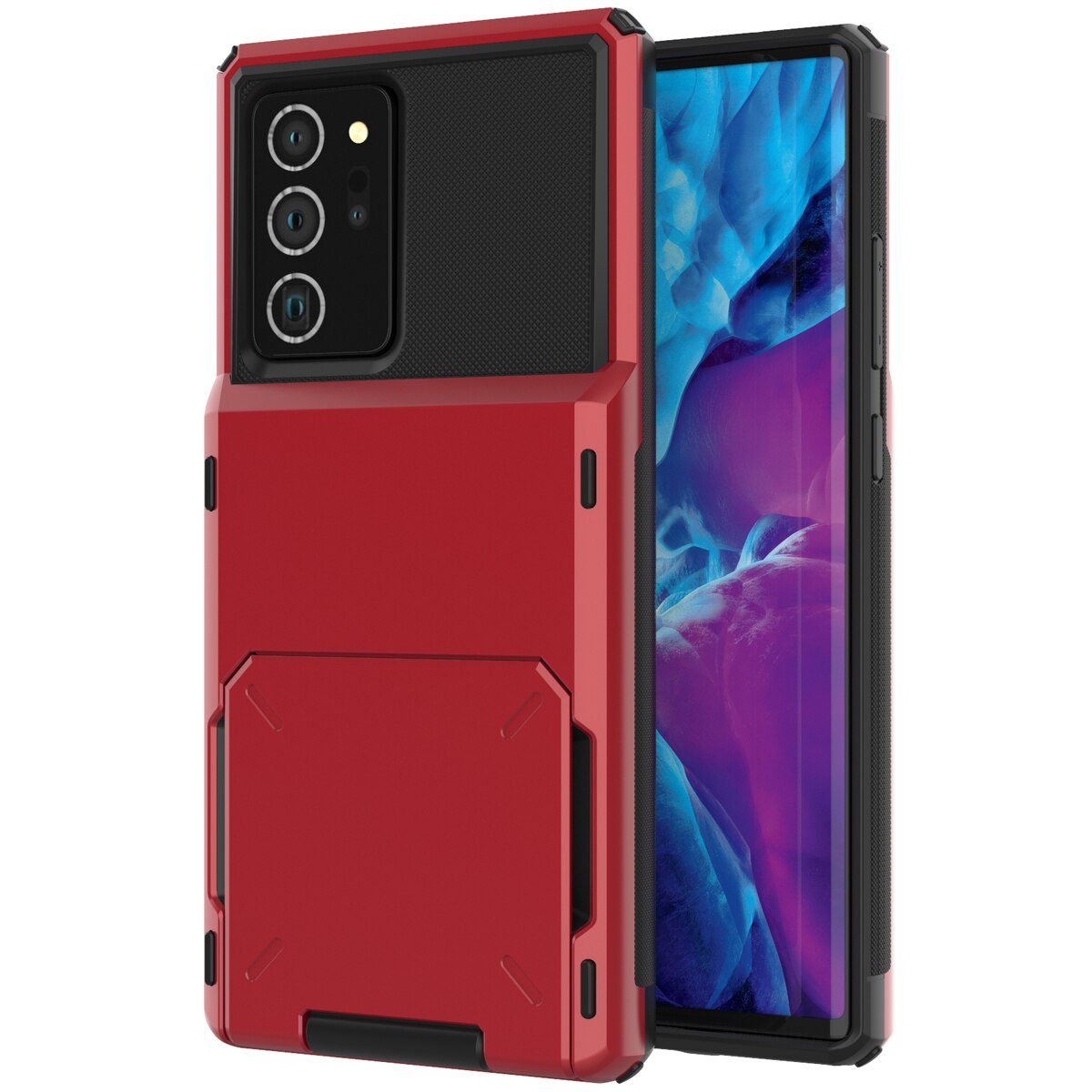 Armor Slide Wallet Cards Holder Phone Case For Samsung Galaxy A750/A8/A9/Note 8/Note 9/Note 20/Note 20 Ultra/S20/S20FE/S20 Ultra/S20 Plus Shockproof - 380230 for Galaxy A 750 / Red / China Find Epic Store