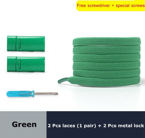 Magnetic Lock Elastic Shoelaces Flat Of Sneakers No tie Shoe Laces Metal locking Easy to put on and take off Lazy Shoelace - 3221015 Green / United States / 100cm Find Epic Store