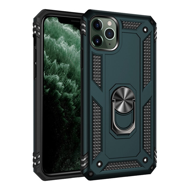 Luxury Armor Shockproof Phone Case For iphone 5 5S SE XS Max 11 Pro XR X 7 8 6 6s Plus Full Cover Car Magnetic Ring Bumper Cases - 380230 For iPhone 5 5S SE / Midnight Green Case / United States Find Epic Store