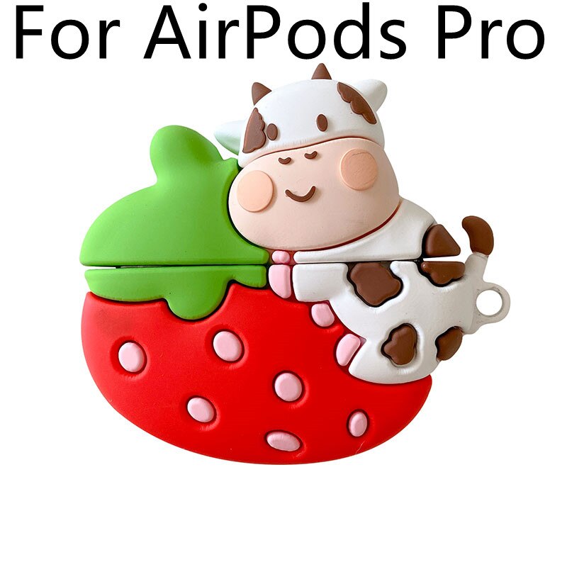 Anime for AirPods Pro 2 1 Cases Strawberry Cow Earphone Protector Cute Strawberry Silicone Cows Cover For AirPods Pro 2 1 Cases - 200001619 United States / For airpods pro 1 Find Epic Store