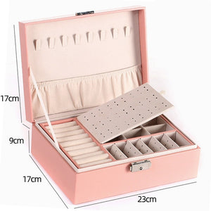 2021 Newly Jewelry Storage Box Large Capacity Portable Lock With Mirror Jewelry Storage Earrings Necklace Ring Jewelry Display - 200001479 United States / Pink 03 Find Epic Store