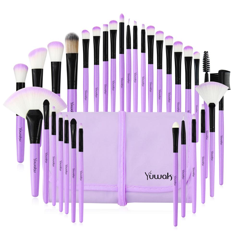 Vander Professional 32pcs Makeup Brushes Set Beauty Cosmetic Tools Champagne Lip Eyeshadow Blush Blending Make up Brushes w/Bag - 200001189 Purple / United States Find Epic Store