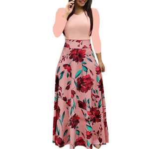 Long Sleeve Floral Boho Print Dress - 200000347 Pink / S / United States Find Epic Store