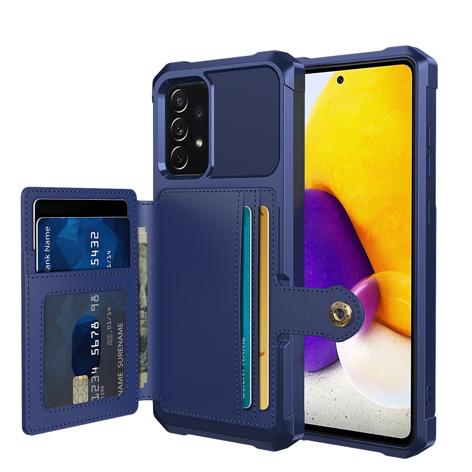 Samsung Galaxy A52/A72 Wallet Case, Luxury PU Leather Wallet Flip Cover Buckle - 380230 for Galaxy A52 / Blue / United States Find Epic Store