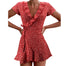 Red Sexy V Neck Floral Print Self Tie Wrap Dress - 200000347 Red / S / United States Find Epic Store