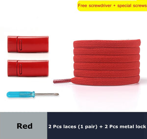 Magnetic Lock Elastic Shoelaces Flat Of Sneakers No tie Shoe Laces Metal locking Easy to put on and take off Lazy Shoelace - 3221015 Red / United States / 100cm Find Epic Store