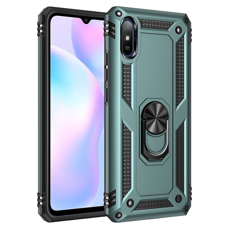 For Xiaomi Redmi 9 Case Shockproof Armor Phone Case for Redmi 9A 9C Ring Stand Bumper Silicone Phone Back Cover - 380230 For Redmi 9 / Dark Green / United States Find Epic Store
