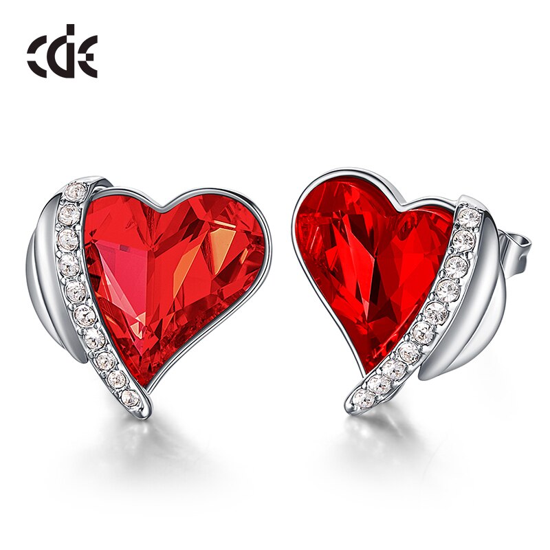Red Heart Crystal Earrings Angel Wings - 200000171 Red / United States Find Epic Store