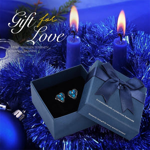Angel Wings Heart Stud Earrings - 200000171 Blue Black in box / US Find Epic Store