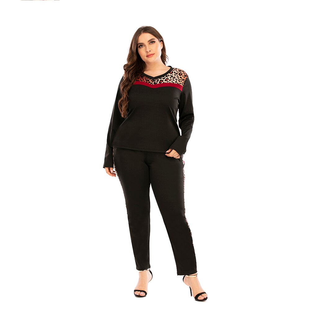 6XL Plus Size Two Piece Set Leopard Printed T-Shirts And Pants - 201530602 Find Epic Store