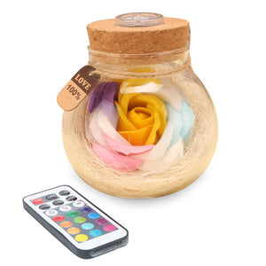 Colorful Rose Soap Wishing Bottle Eternal Flower Birthday Gift Packaging Box Home Décor LED Lamp Luminous Christmas Gift Valentines Gift Love You Gift - 0 Yellow / United States Find Epic Store