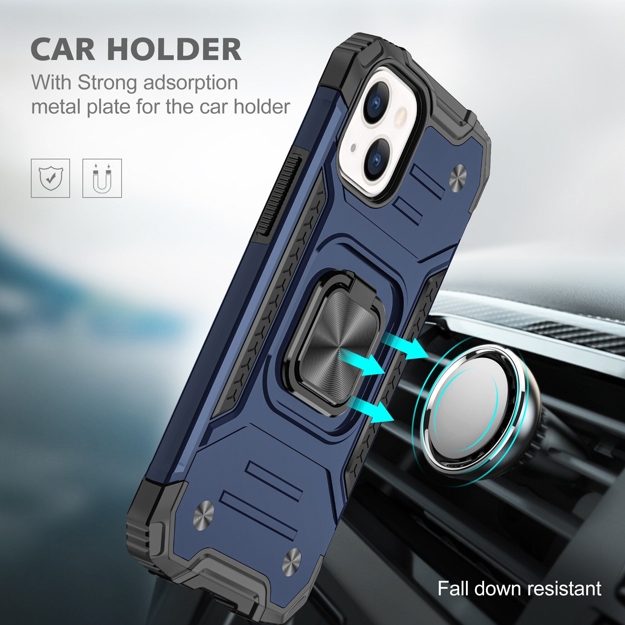 Design for iPhone 13 & iPhone 13 Pro Max Case, Military Grade Protective Phone Case Cover with Enhanced Metal Ring Kickstand - 380230 Find Epic Store