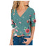 New V-neck Long Sleeve T-shirt Butterfly Flower Shirt - Green / S / United States Find Epic Store