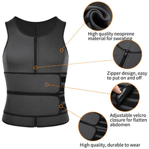 Neoprene Sweat Vest for Men Waist Trainer Vest Adjustable Workout Body Shaper with Double Zipper for Sauna Suit for Men - 200001873 Find Epic Store