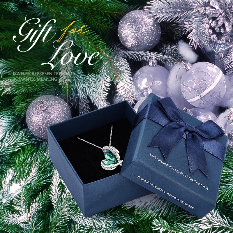 New Arrival Bohemia Heart Pendant Necklace with Crystals Angel Wings Necklace - 100007321 Green in box / United States Find Epic Store