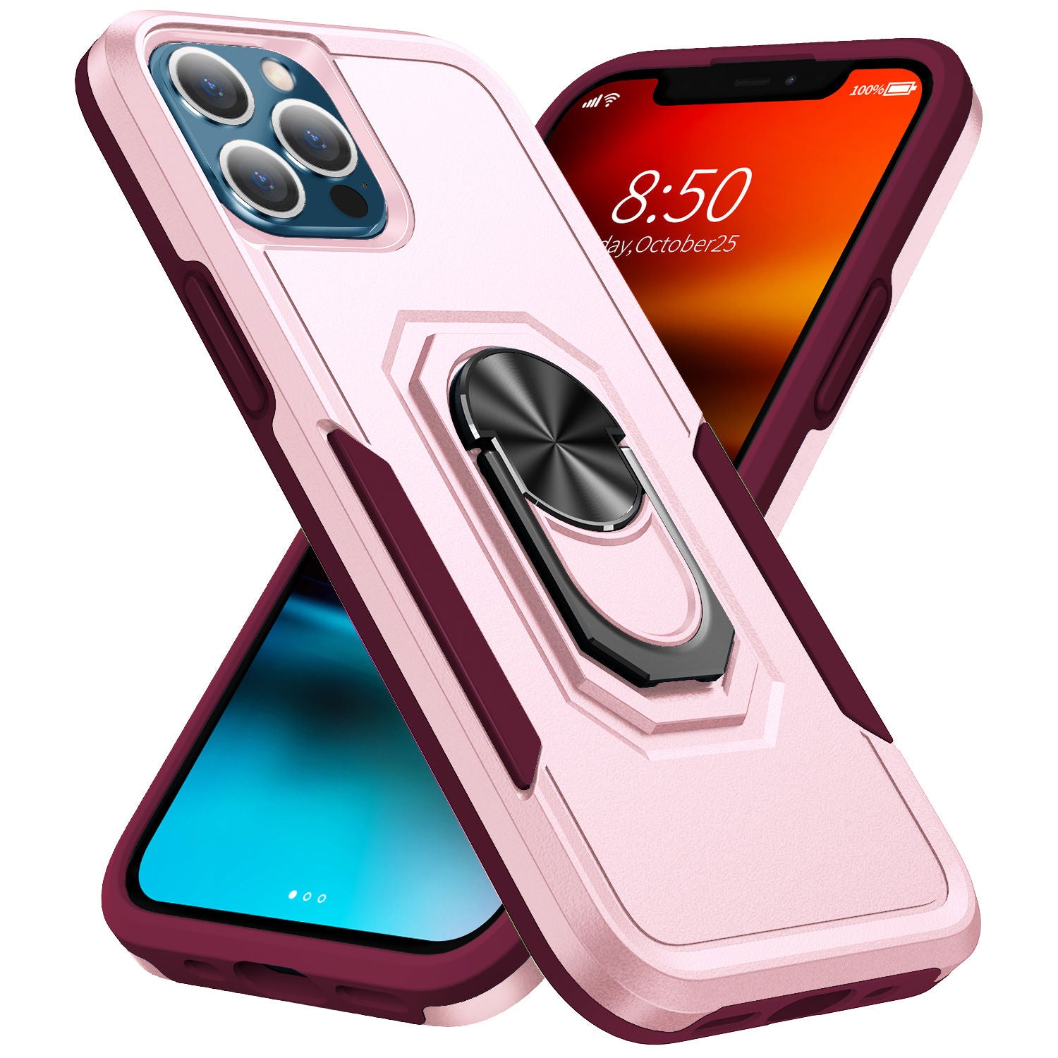 Pink Color Case for iPhone 11 12 13 Pro Max Case, with Stand Magnetic Ring Kickstand Bumper Shockproof Armor Heavy Duty Hard Protective Case - 380230 for iPhone 6 6S / Pink / United States Find Epic Store