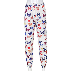 Women Butterfly Printed Loose Pants - 200000366 White / S / United States Find Epic Store
