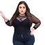Ladies Black Plus Size Sexy Top Long Sleeve Mesh Tee shirt - 200000791 Find Epic Store