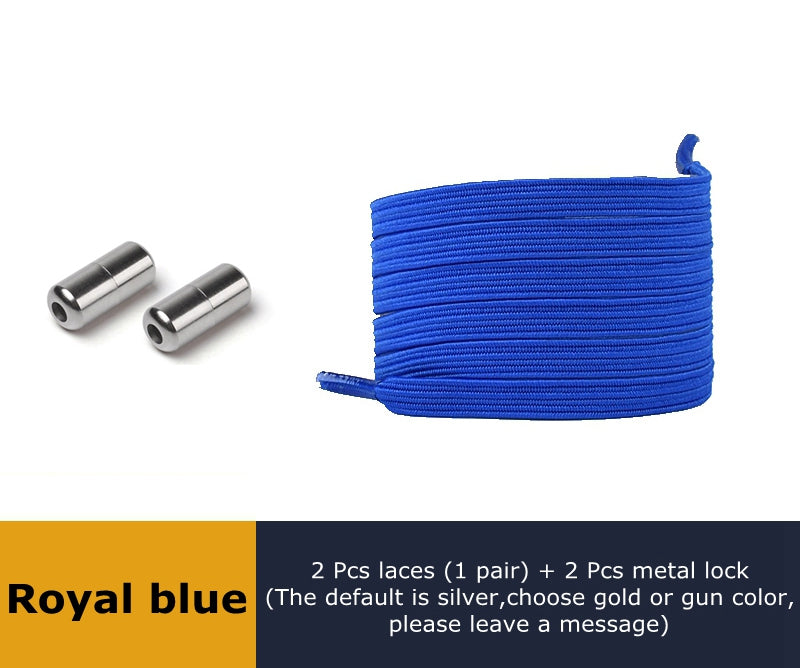 Lock Flat Elastic Shoelaces Types of Shoes Accessories Lazy Laces Safety Sneakers No Tie Shoelace Round Metal Suitable for All - 3221015 Royal blue / United States / 100cm Find Epic Store