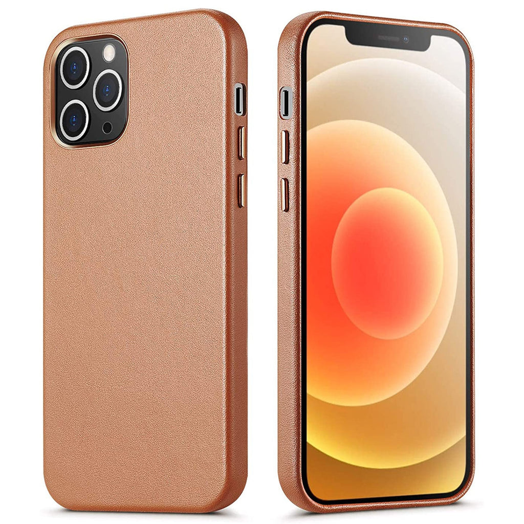 For iPhone 12 Pro Max case, Premium Real Leather Case Support Wireless Charging, Slim Non-Slip Grip Scratch Resistant Case Cover - 380230 Find Epic Store