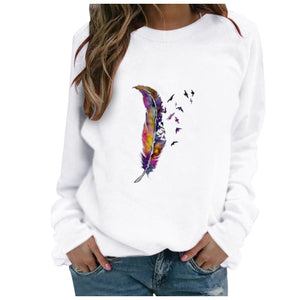 Women O-neck Color Butterfly Heart Printed Top - 200000348 D / S / United States Find Epic Store
