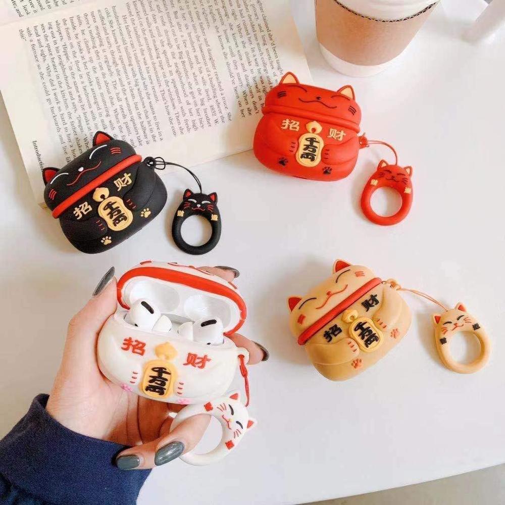 Silicone for Airpods Pro Case Cute Cartoon Lucky Cat for Airpods Pro Cover Soft Silicone Rechargeable Headphone Cases Protector - 200001619 Find Epic Store