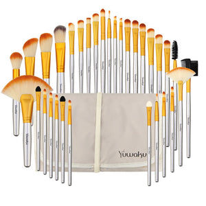 Vander Professional 32pcs Makeup Brushes Set Beauty Cosmetic Tools Champagne Lip Eyeshadow Blush Blending Make up Brushes w/Bag - 200001189 Gold / United States Find Epic Store