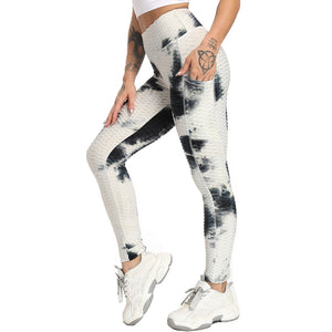 Jacquard Running High Waist Yoga Tight with pockets Leggings - 200000614 Black and white / S / United States Find Epic Store