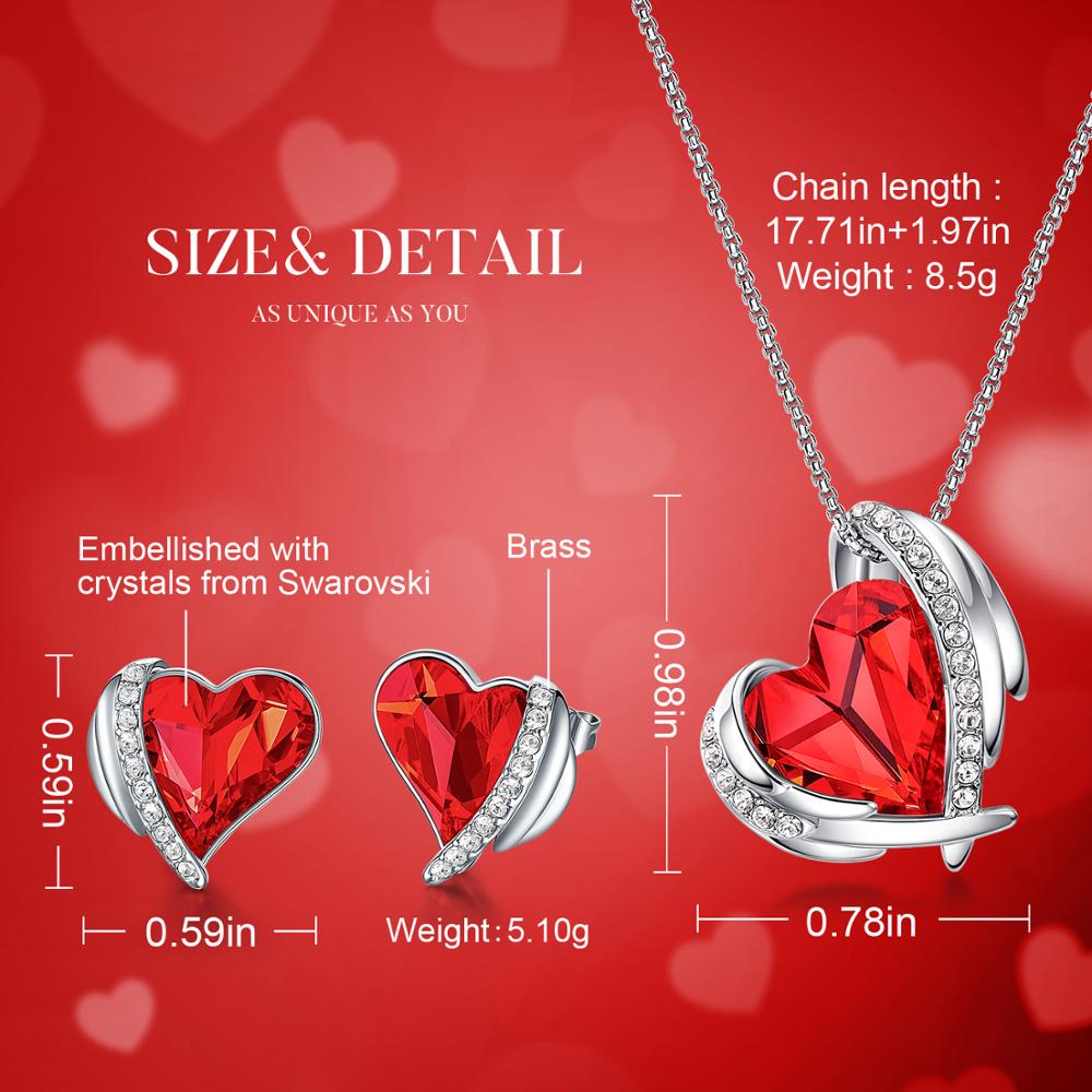 Heart Crystal Jewelry Set Wings Choker Necklace Stud Earrings - 100007324 Find Epic Store