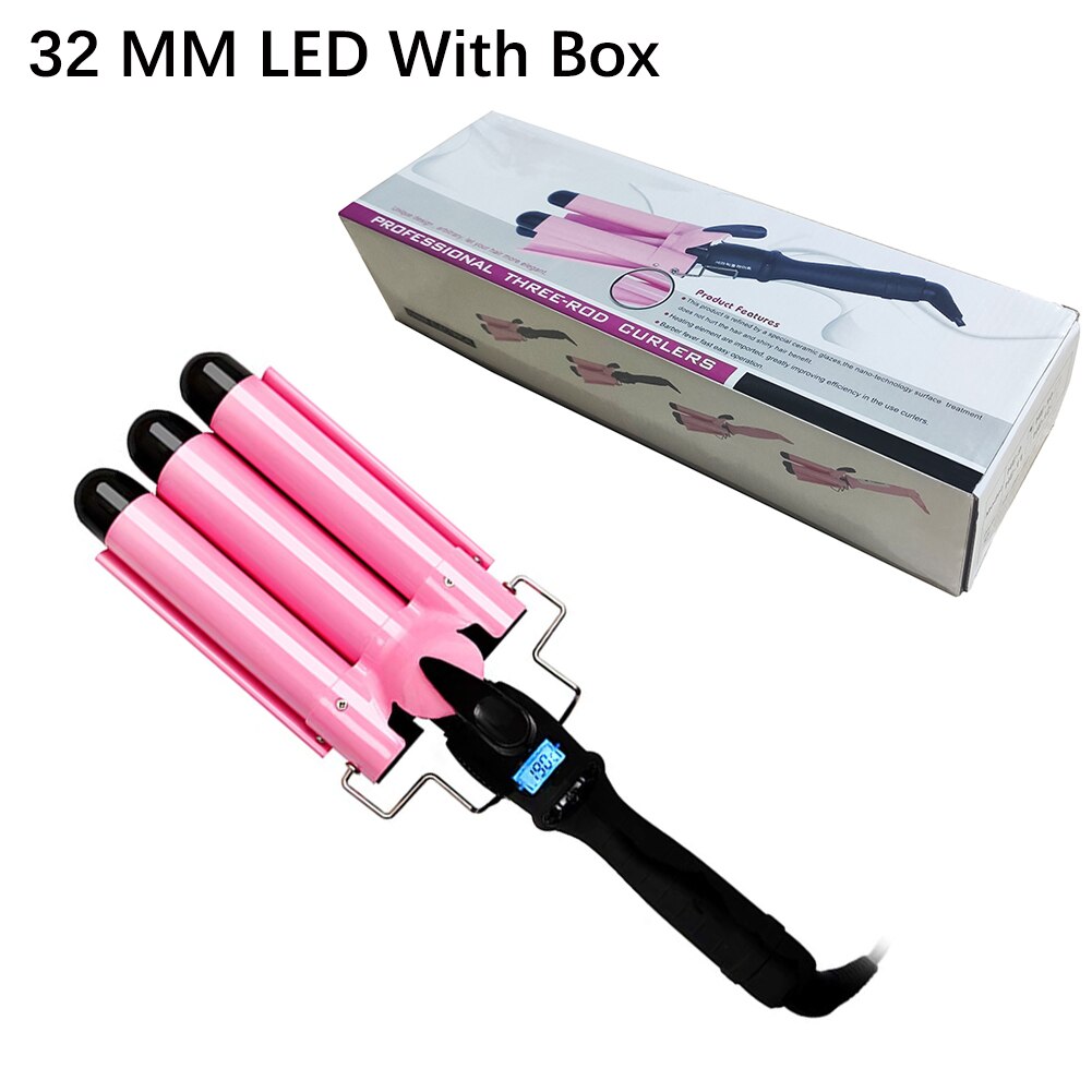 Automatic 3 Barrels Hair Curling Iron Tong Perm Splint Ceramic Hair Curler Waver Curlers Rollers Styling Tools Hair Styler Wand - 200001210 United States / 32MM LCD With Box / US Find Epic Store